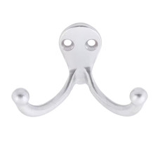 Solid Brass Double Hook in Satin Chrome