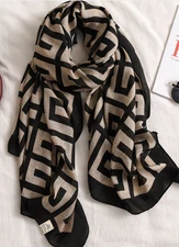 Rectangle imitation silk  scarf  with pattern  SIZE 180X60CM SC2223-17