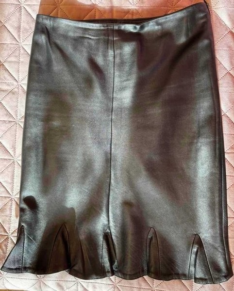 Women Skirt Black Leather 40