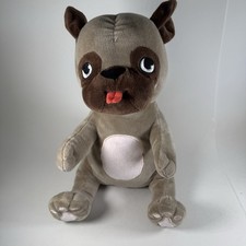 Plush Pug Puppy Dog Brown Sitting Tongue Out 12" Stuffed Animal Toy