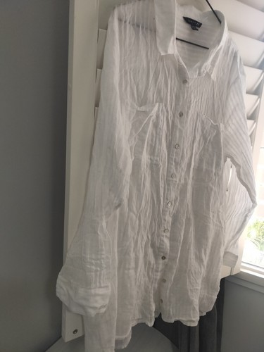 Rusty White Long Sleeve Coverup Dress T-shirt 14 - Picture 3 of 4