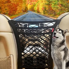 Luckybay 3-Layer Car Mesh Organizer Net, Seat Back Elastic Storage Net Bag, B...