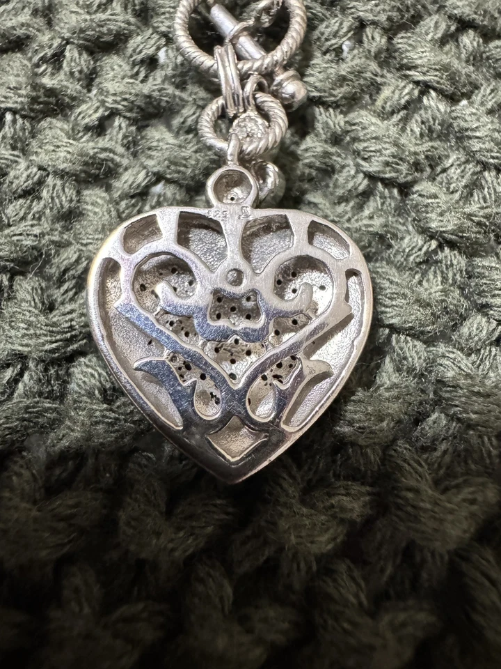 "Collar de plata de ley 925 Judith Jack circonita cúbica llave de bloqueo de corazón palanca 18""" Foto 4 de 4