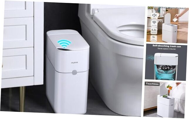 3.5 Gallon Automatic Bagging Smart Lid Bathroom Trash Can