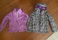 Columbia Girls Bugaboo Purple Fleece Interchange Jacket Black White Ski S 6-7