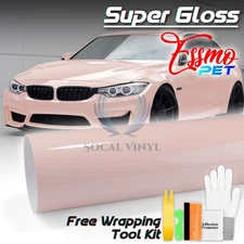 ESSMO PET Super Gloss Pale Pink Car Vehicle Vinyl Wrap Decal Glossy Like Paint