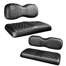 4PCS Golf Cart Diamond Seat Fit Yamaha Drive/Drive 2 Black Black Stitching