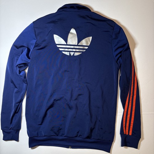 Adidas Track Jacket Boys Youth XL Extra Large Blue Orange Full Zip Stripe Sleeve - Picture 7 of 8