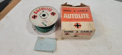 Vintage Ford Mercury AUTOLITE Wire 100 Ft Spool Wiring Harness 10 Gauge Green 
