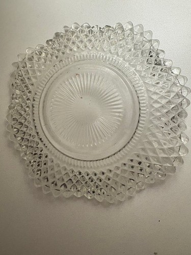 Vintage Clear Glass Diamond Pattern Plate - Bild 2 von 3