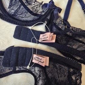 Agent Provocateur Willa Blue Bra &  Garter Lingerie Set (NO THONG!) NWOT 2 piece