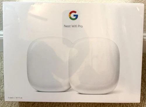 Google Nest Wifi Pro Wi-Fi 6E Router Mesh System - Snow (2-Pack)  New-Sealed 