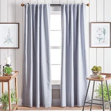 Lido Linen Blackout Foam Lined Rod Pocket/Back Tab Window Curtain Panel Pair, 84