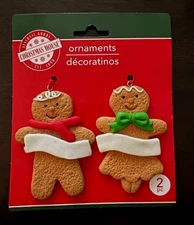 2 GINGERBREAD MAN GIRL ORNAMENTS/GIFT TAGS Personalize/name NEW Christmas House
