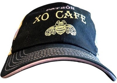 Patron XO Cafe Tequila Liquor Black Denim Mess Snapback Trucker Hat Bee logo