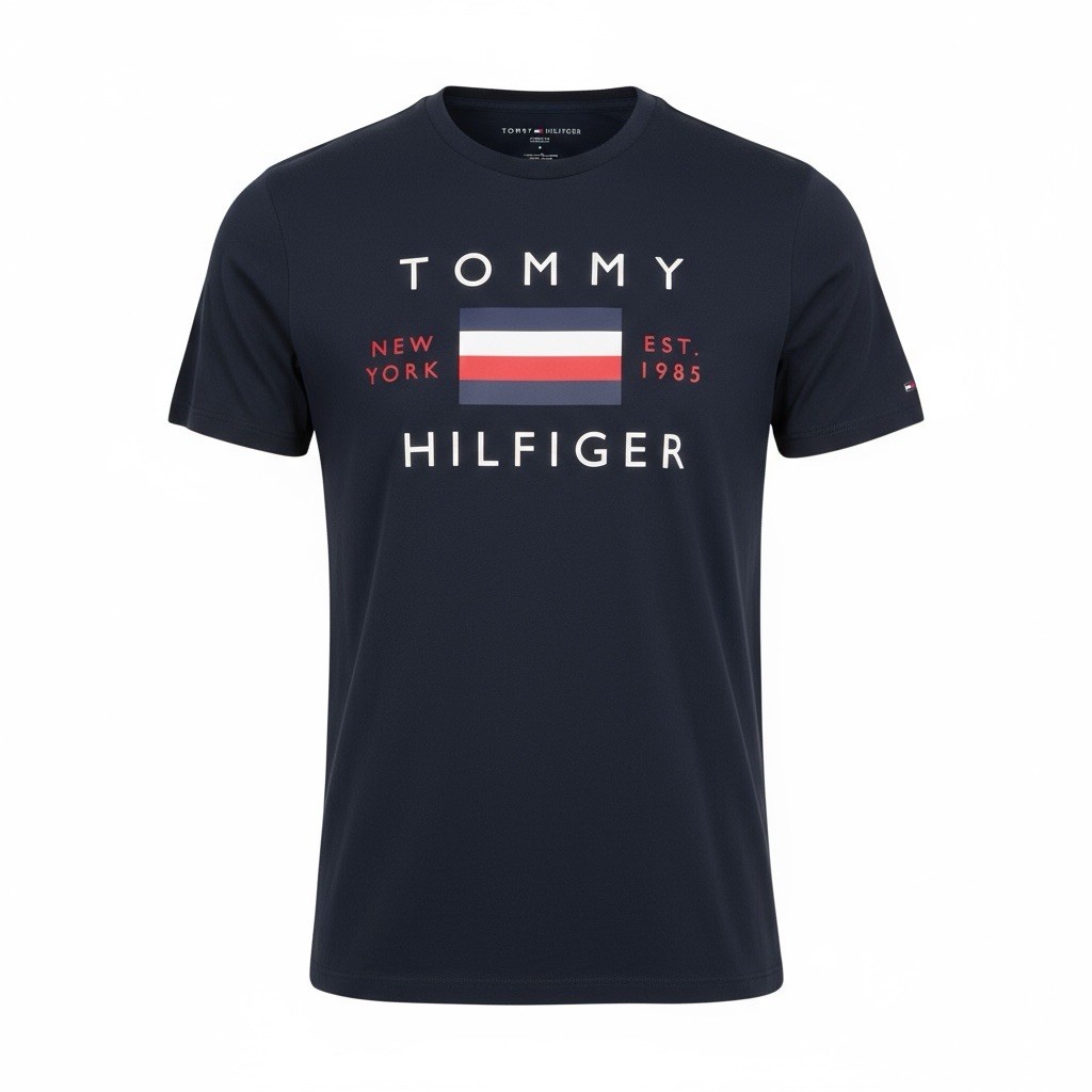 Tommy Hilfiger Men's Navy Blue Crew Neck Short Sleeve T-shirt Size Medium Casual