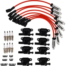 8 Pack Square Ignition Coil & Spark Plug Wire Fit For GMC Chevy 4.8L 5.3L 6.0L