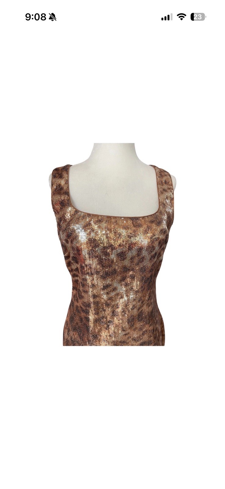 Cache Sequin Leopard Print Open Back Mini Dress S… - image 1