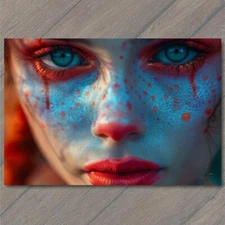 Art Print Girl Piercing Eyes Makeup Unusual Cute Beautiful Strange Fun Stare