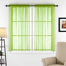 2 Piece Sheer Voile Transparent Rod Pocket Window Curtain Panel Drape Tier Set