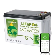 12V 320Ah LiFePO4 Lithium Battery with Bluetooth for Marine RV Off-grid Solar