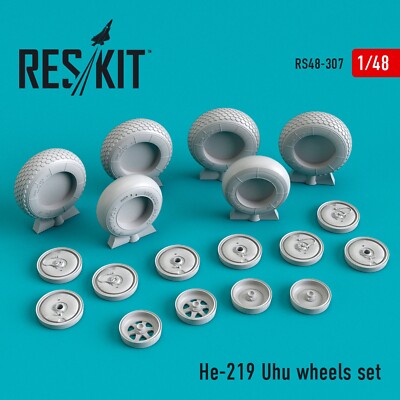 ResKit RS48-0307 Scale 1:48 He-219 ''Uhu'' wheels set for plastic scale model kit
