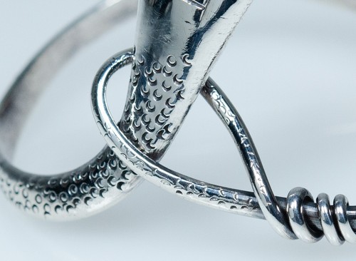 Silber - antikes Schlangen-Armband mit Smaragden - Handarbeit - Picture 5 of 9