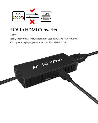 RCA to HDMI Converter AV to HDMI Converter 1080P Mini Composite to HDMI Adapt... - Picture 3 of 7