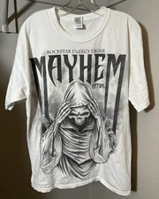 Vintage Retro 2011 Rockstar Energy Drink Mayhem Festival White Shirt Size L