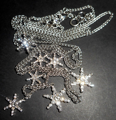 18-20''/40'' Ann Taylor Silvertone Rhinestone Dangling Stars Lariat Necklace