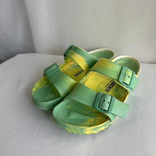 Birkenstock Arizona Essentials EVA Pantolette Grün Gelb Tie Dye Gr. EU 40 US W9 M7