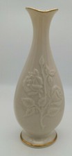 Lenox Stemmed Rose Pattern Bud Vase Gold Trimmed 7.5" Tall Made in USA