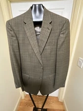 Hart Schaffer Mark / Gold Trumpeter Green Windowpane Blazer 44 Long
