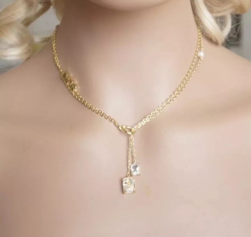 COLLIER Christian DIOR Logo CD Signature Cristaux d'Or Vintage Star Design