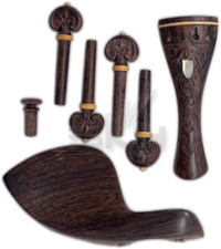 Elegant Carved Rosewood Violin Fittings: Pegs, Tailpiece, Chinrest  More