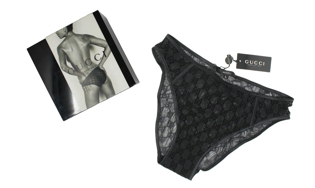 NIB NWT Gucci by Tom Ford Monogrammed SHEER Black Briefs, SS98