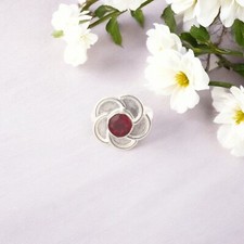 Natural Red Garnet Gemstone Ring 925 Solid Silver Handmade Jewelry For Birthday