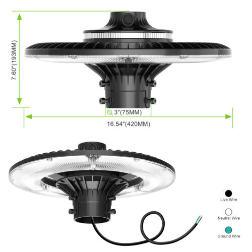 80W Led Post Light Dusk to Dawn Outdoor Post Top Circular Area Pole Garden Light - Picture 7 of 13