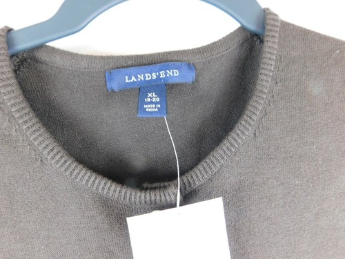 Lands' End Dark Mahogany Brown Cardigan Boys sz XL 18-20 Button down Sweater NEW - Picture 2 of 3
