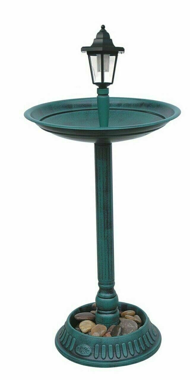 Solar Bird Hotel Feeder & Bath With Solar Power Light Garden Birds Table Station eBay