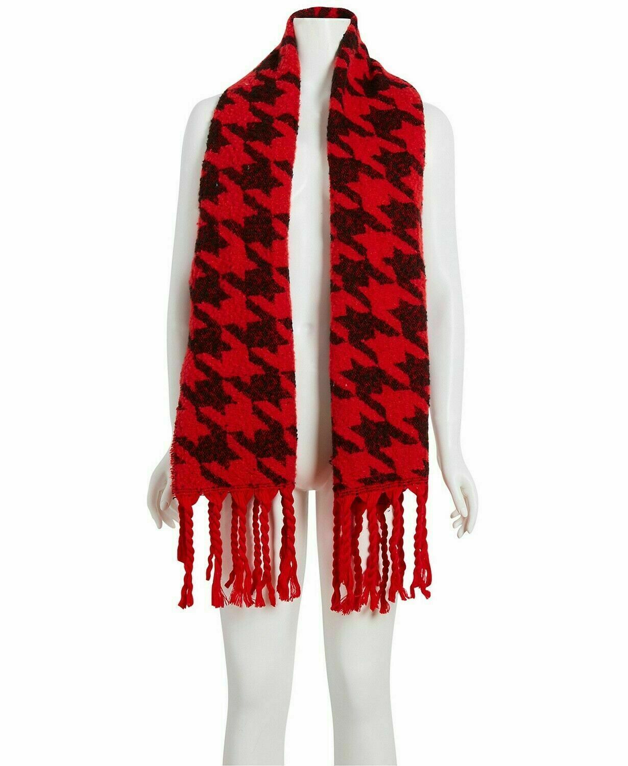 Зимний теплый шарф DKNY Oversize в клетку Черно красный 72 x 17 3790₽