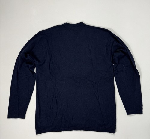 Claiborne Men’s Medium Sweater Silk Angora Cashmere Navy Blue V-Neck Modern - Picture 2 of 8