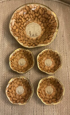 Mr. Peanut 1939 New York World's Fair Tin Litho 5-Pc. Nut Serving Set Souvenir