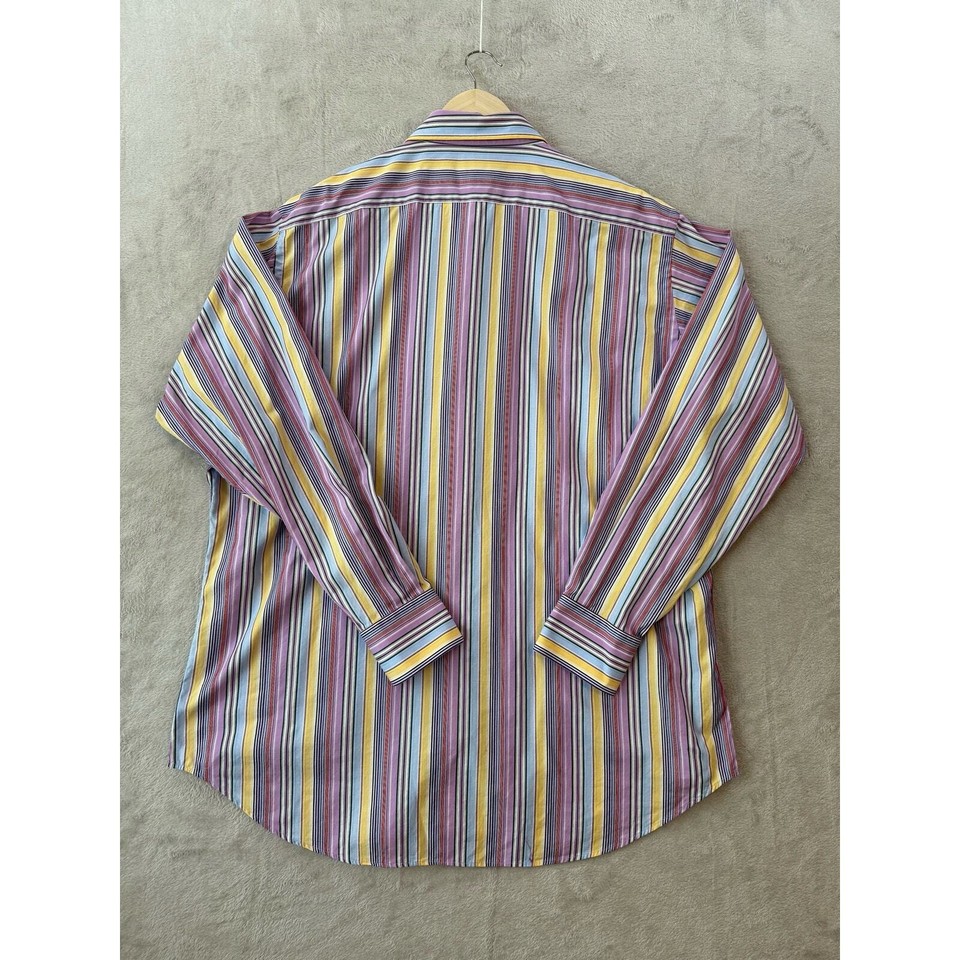 Thomas Dean Men’s XXL Long Staple 2PLY Yarn Cotton Rainbow Striped