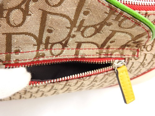 Christian Dior Trotter Rasta Saddle Crossbody Shoulder Bag Canvas Beige X-9275 - Picture 11 of 15
