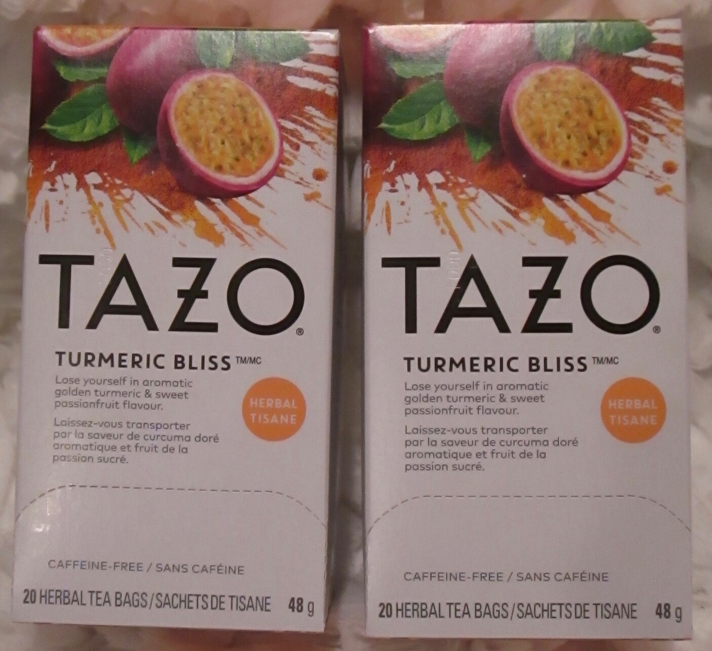 *2* TAZO HERBAL TEA *TURMERIC BLISS* CAFFEINE FREE Ea: 20 TEA BAGS 48g FREE SHIP