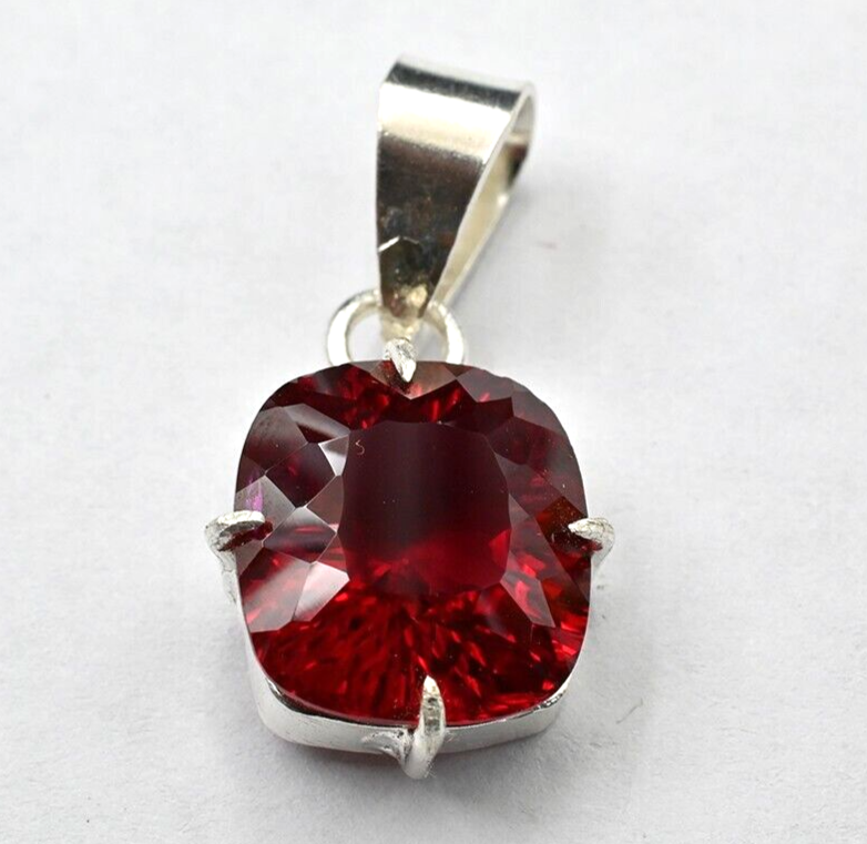 25 CT Natural Red Ruby Gemstone 925 Sterling Silver Handmade Pendant  Jewellery