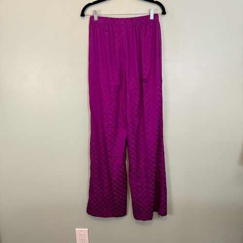 Savage X Fenty Pants Men XS Purple Lounge Pajama Satin Monogram Print Jacquard - Picture 2 of 9