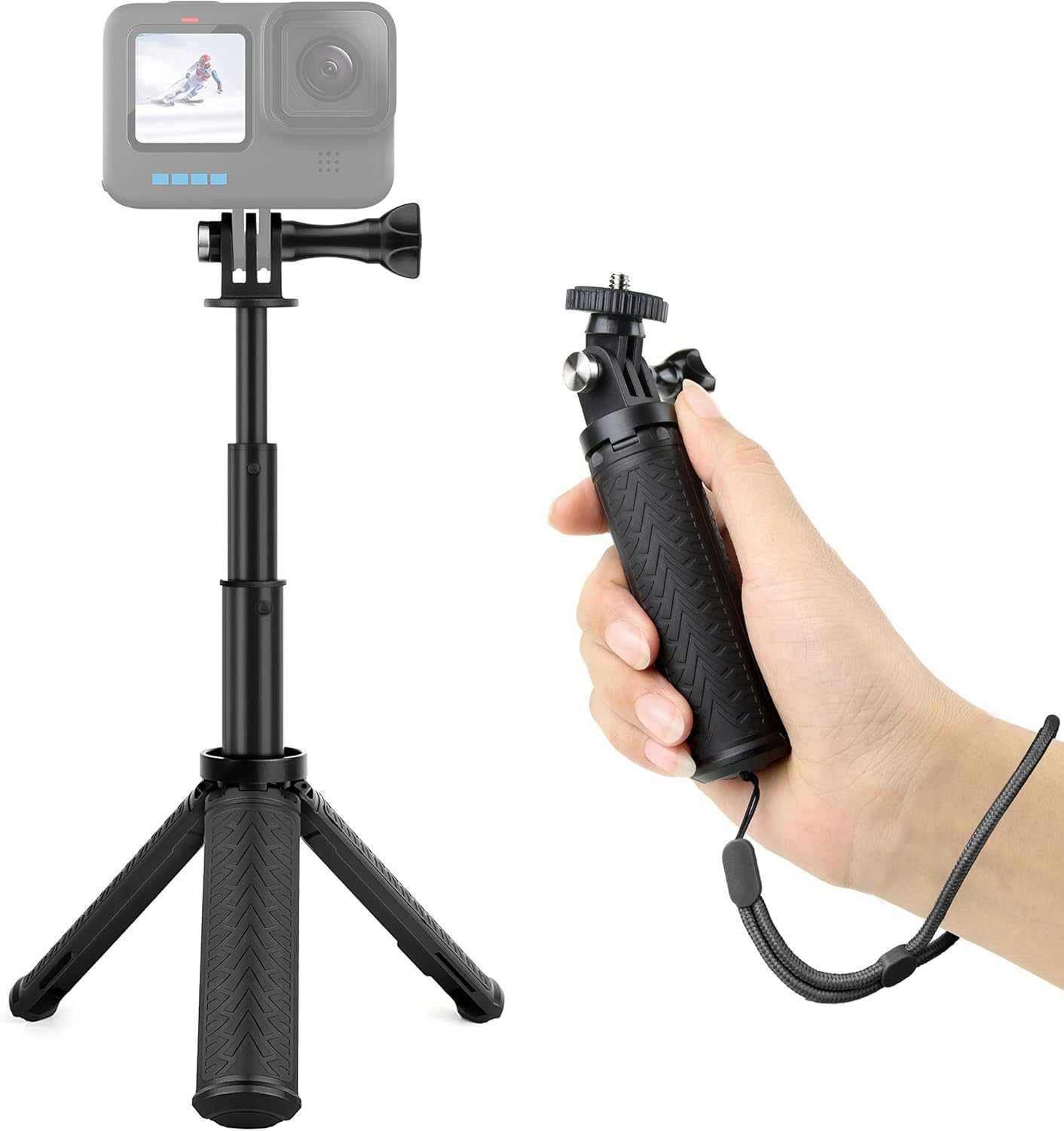 Mini Hand Grip Selfie Stick Tripod Stand for Gopro Hero 13 12 11 10 9 8 7 6 5 4-image