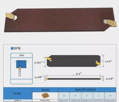 SP200 GTN-2 Grooving Cut-Off Carbide Inserts with SPB26-2 Blade Slotting Tool